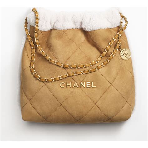 chanel 22 shearling|Chanel 22 mini handbag, Shearling lambskin & gold.